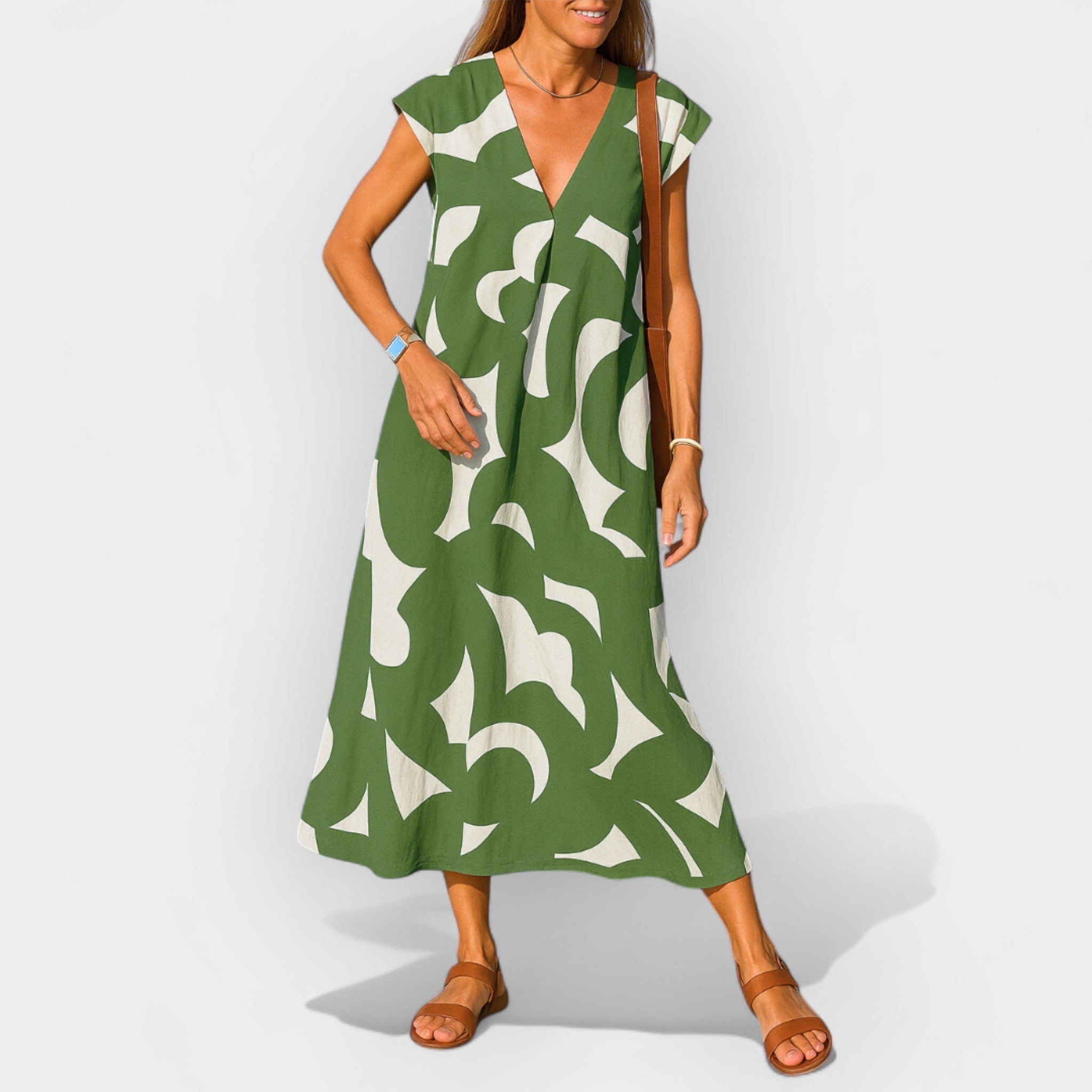 Luftiges Kleid mit V-Ausschnitt und modernem Design
