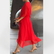 Monika – Luftiges Chiffonkleid für Damen mit V-Ausschnitt – Ansicht 12