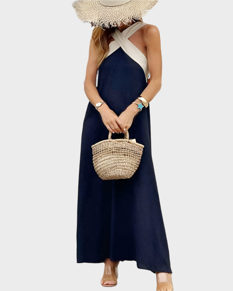 Elegantes Kleid mit offenem Rücken und modernem gekreuztem Ausschnitt