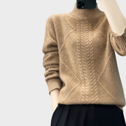 Nathalie – Kaschmirpullover mit Stehkragen und Zopfmuster – Ansicht 4