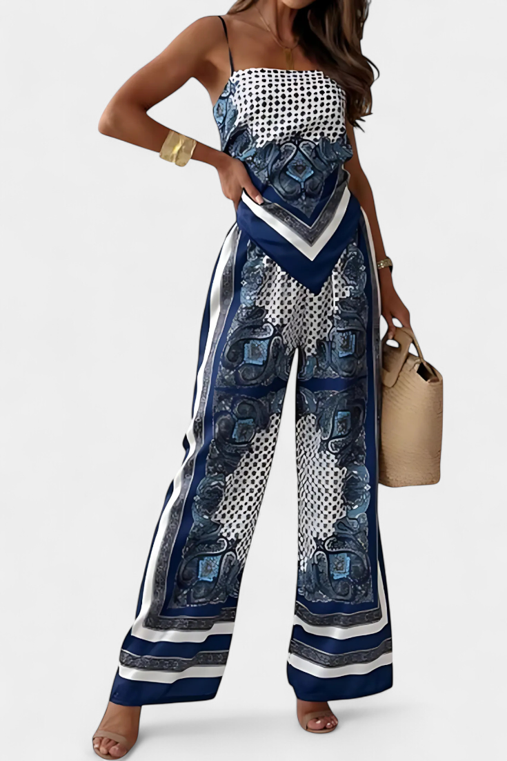 Leonie – Damen-Set mit Bandeau-Top und weiter Hose im Paisleymuster