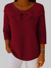 Serenna – Strickpullover für Damen mit Schleife und Rundhalsausschnitt – Ansicht 4