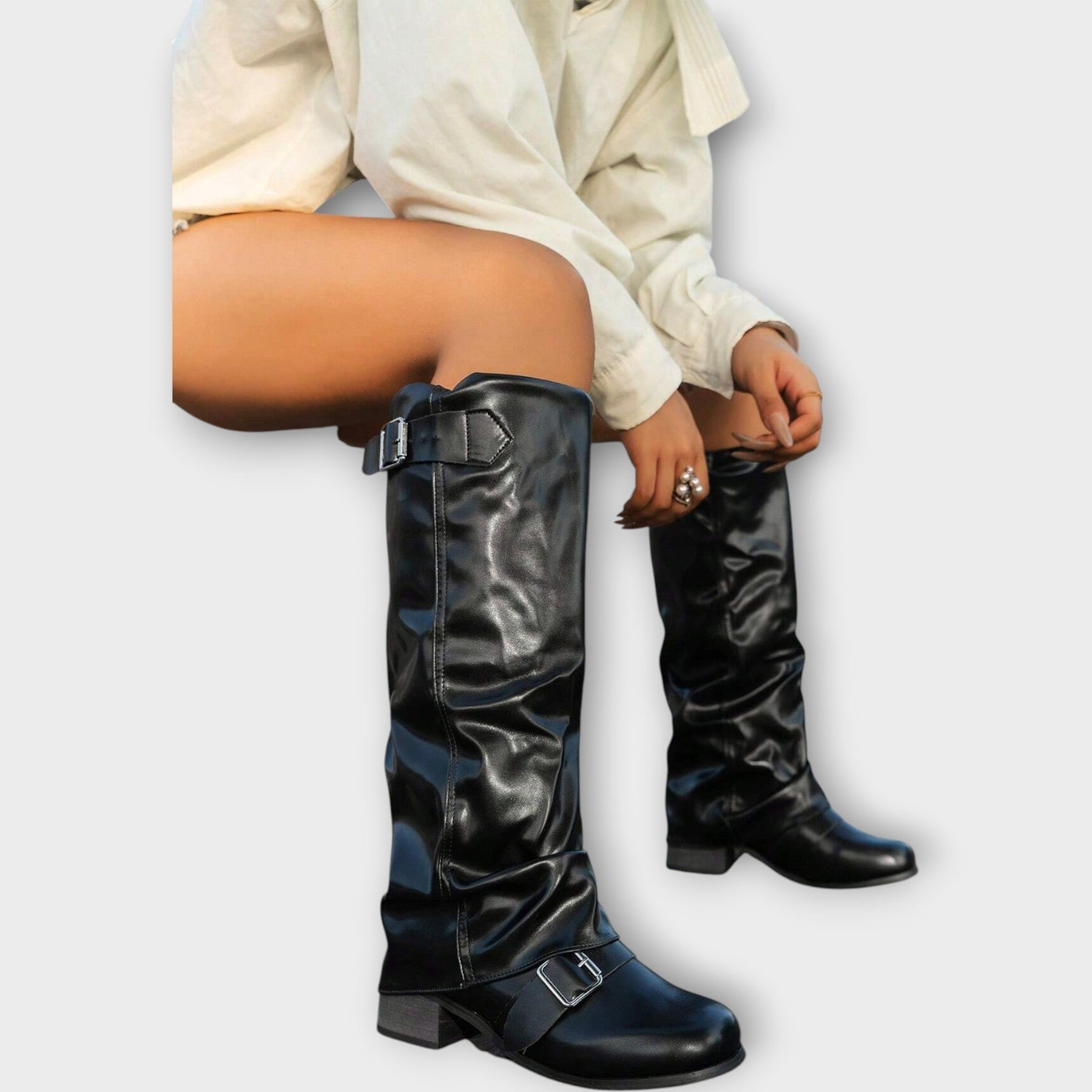 Rowan Slouch – Lederstiefeletten für Damen mit niedrigem Absatz – Ansicht 4