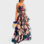 Sommerliches Damen-Strandset mit Volants und Blumenmuster – Ansicht 2