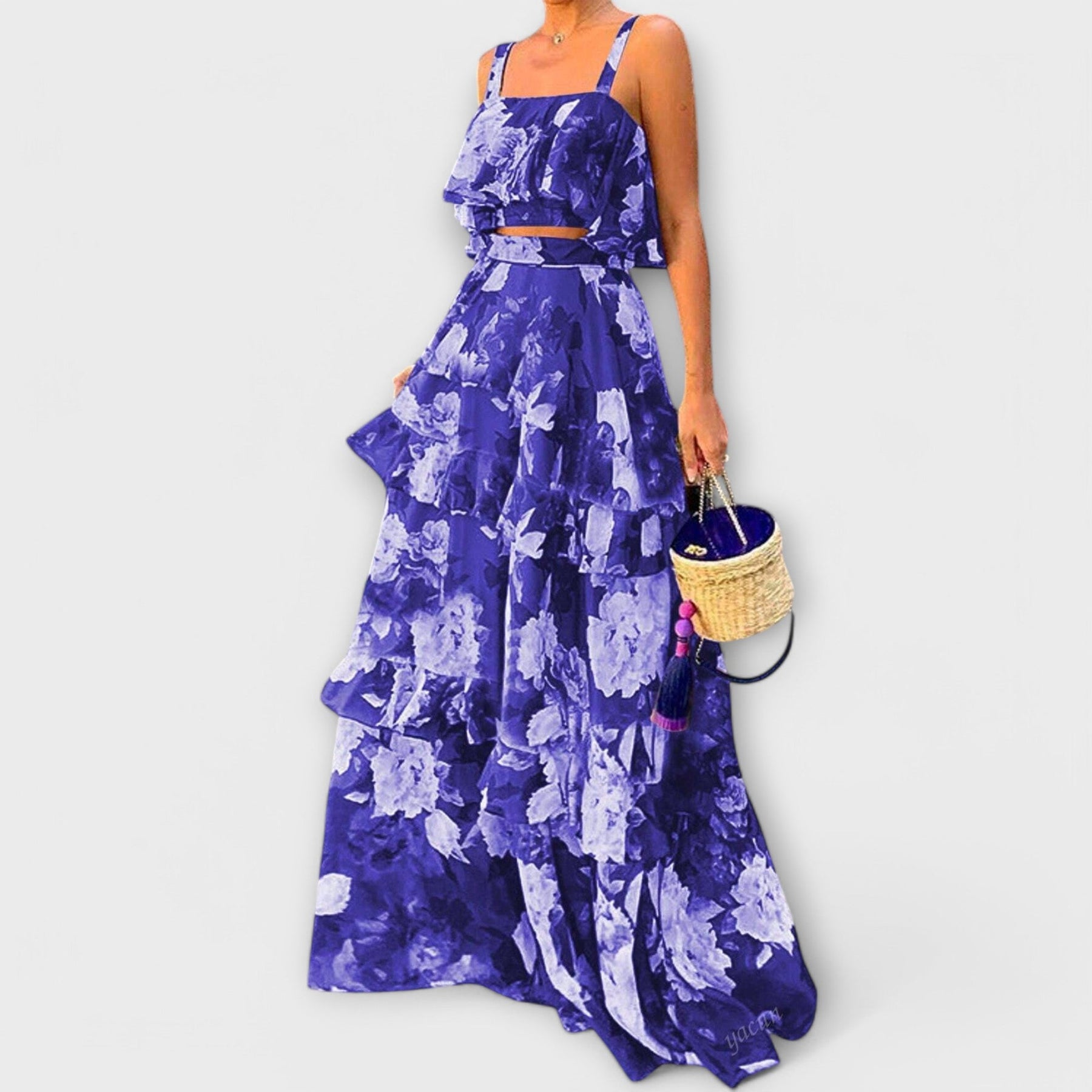 Sommerliches Damen-Strandset mit Volants und Blumenmuster – Ansicht 6