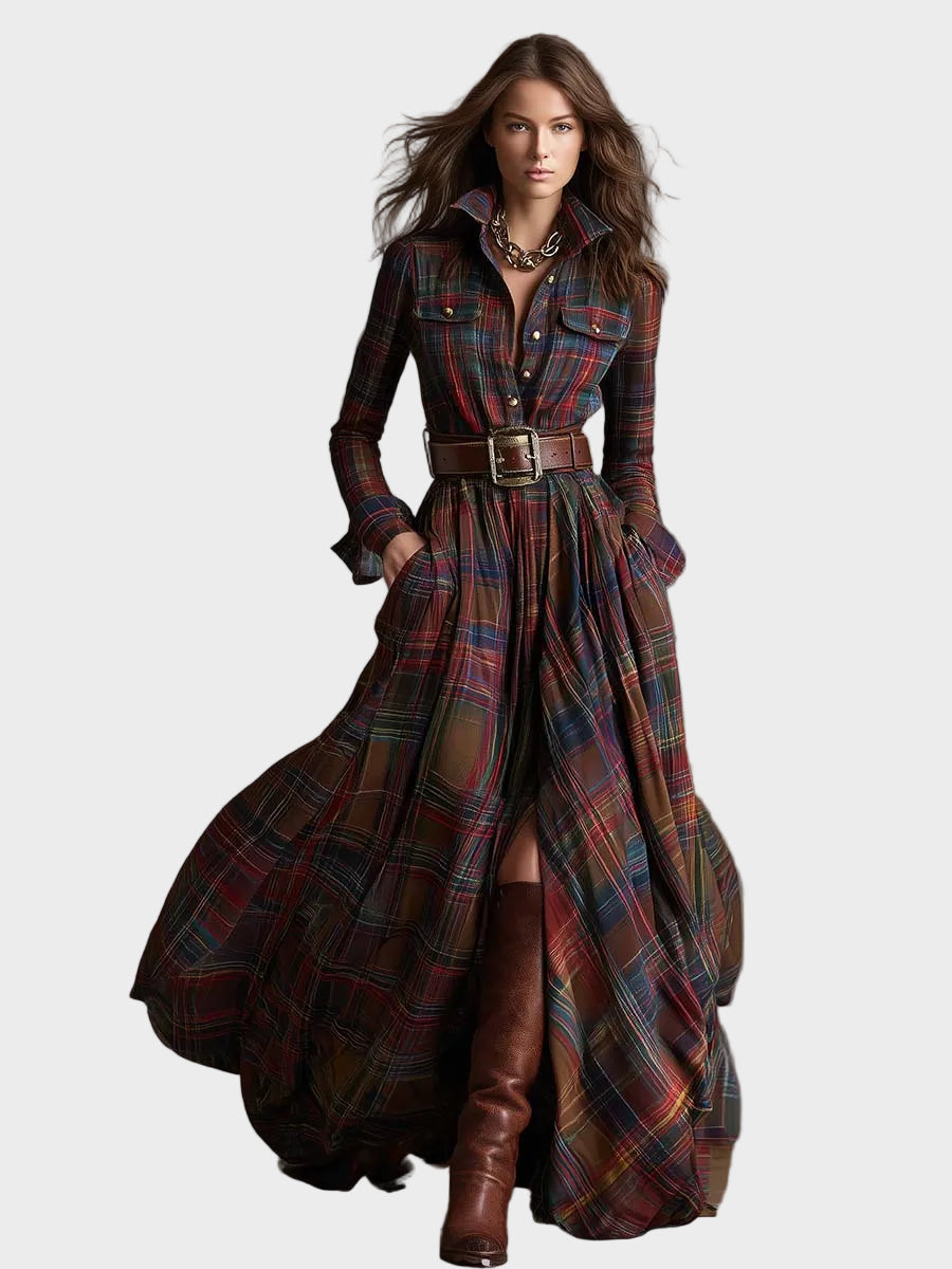 Scarlett – Hemdblusenkleid mit Gürtel im Karomuster – Ansicht 6