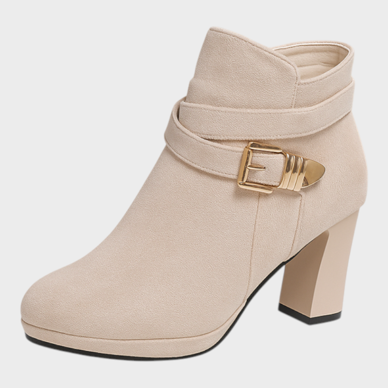 Damen-Wildlederstiefeletten Patrice mit goldener Schnalle – Ansicht 4