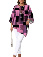 Nurit – Oversize-Bluse mit Karomuster und kurzen Ärmeln – Ansicht 6