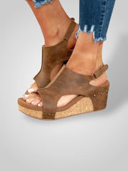 Kora – Orthopädische Ledersandalen für Damen mit Korkabsatz – Ansicht 2