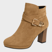 Damen-Wildlederstiefeletten Patrice mit goldener Schnalle – Ansicht 3