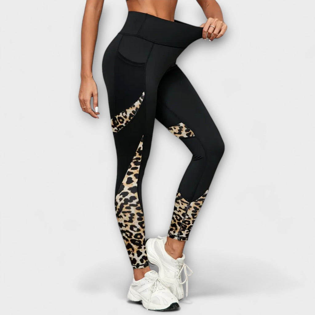 Leggings mit hohem Bund und Leopardenmuster