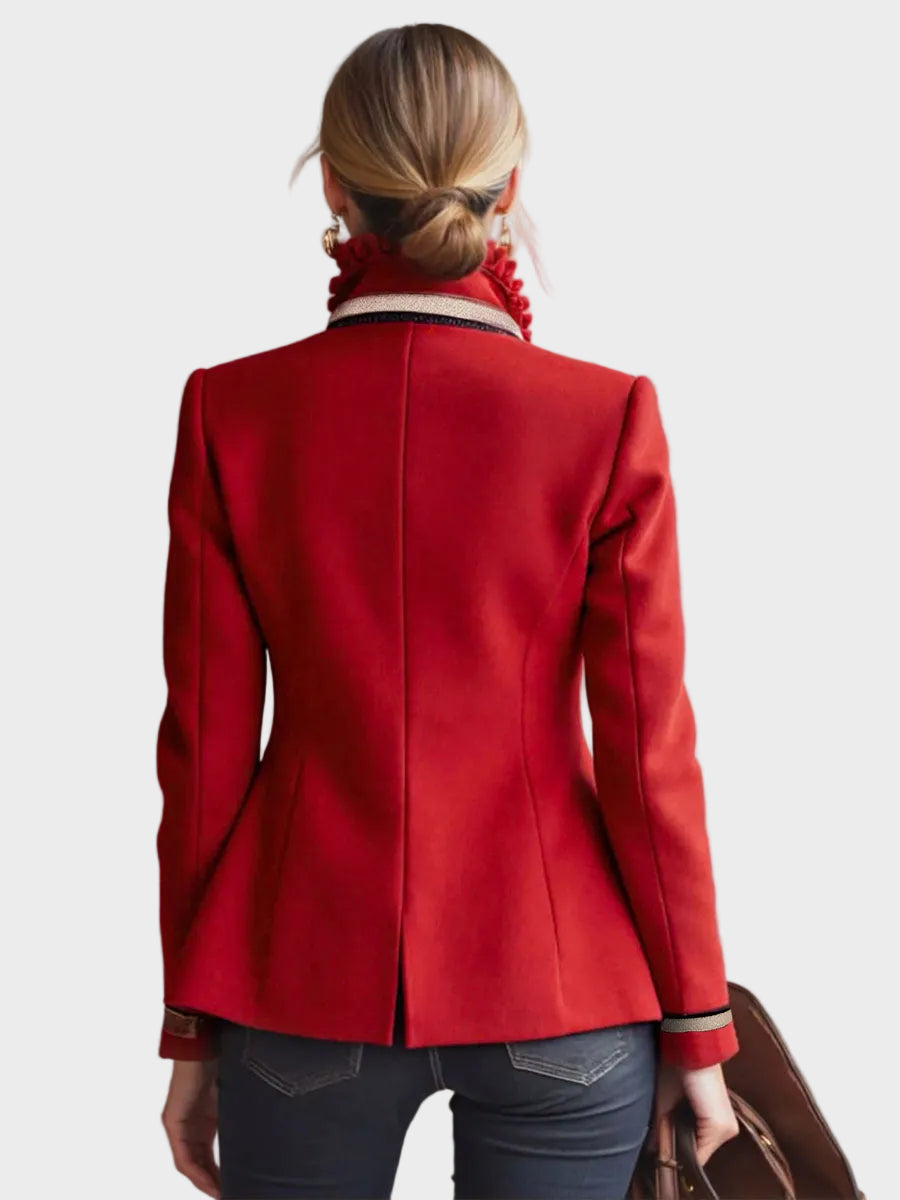 Harmony – Damen-Wolljacke mit Stehkragen und Rosenstickerei – Ansicht 4