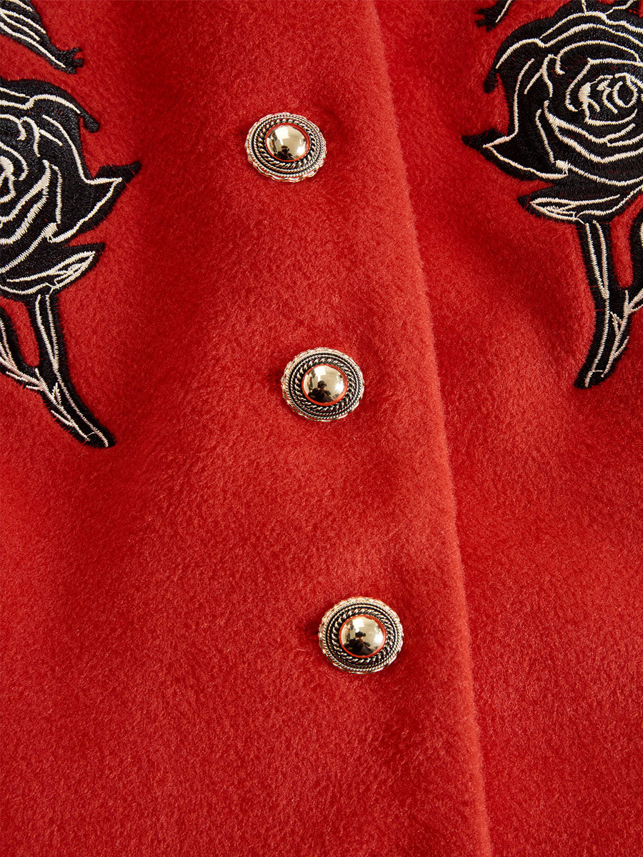 Harmony – Damen-Wolljacke mit Stehkragen und Rosenstickerei – Ansicht 8