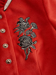 Harmony – Damen-Wolljacke mit Stehkragen und Rosenstickerei – Ansicht 9