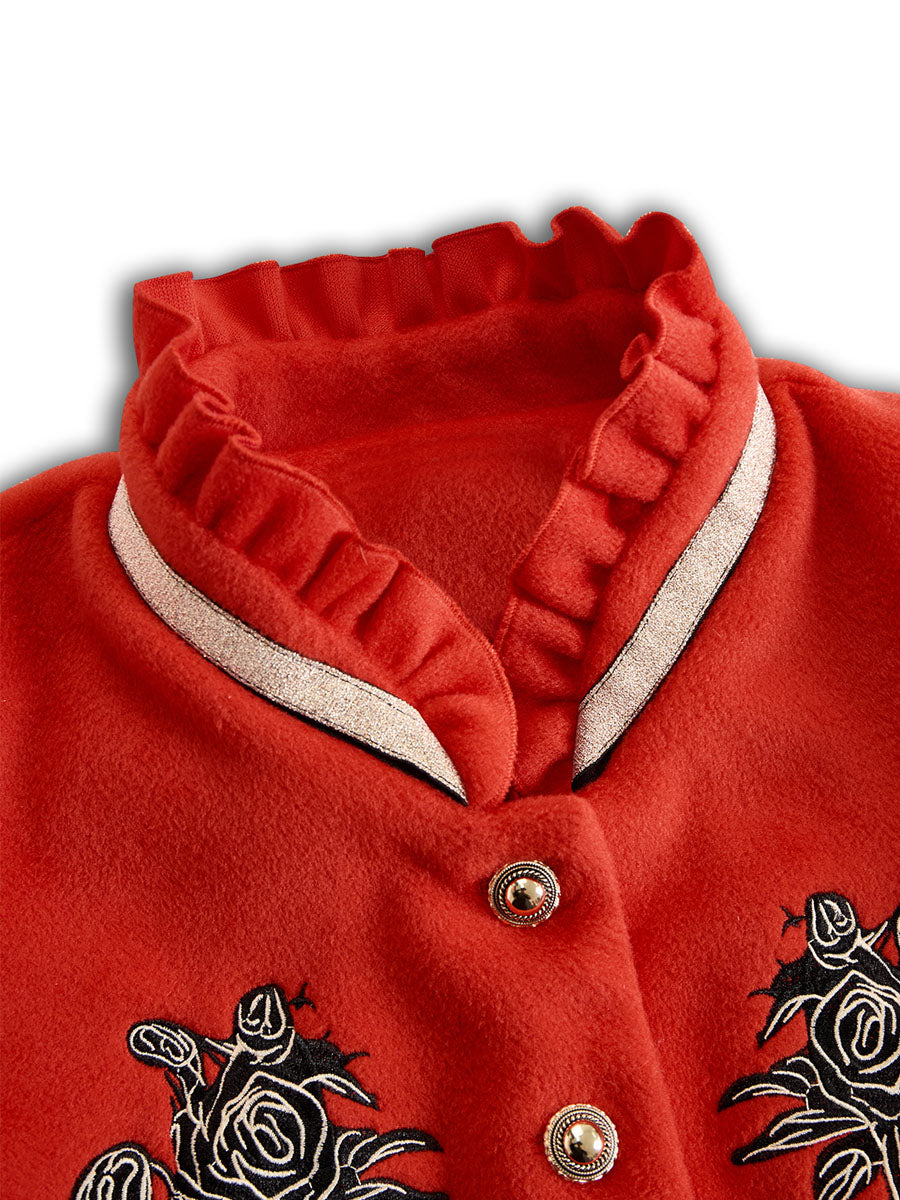 Harmony – Damen-Wolljacke mit Stehkragen und Rosenstickerei – Ansicht 11
