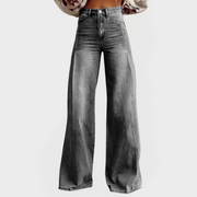Stilvolle High-Waist-Jeans für Damen mit weitem Bein