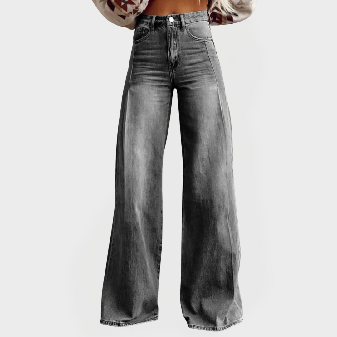 Stilvolle High-Waist-Jeans für Damen mit weitem Bein