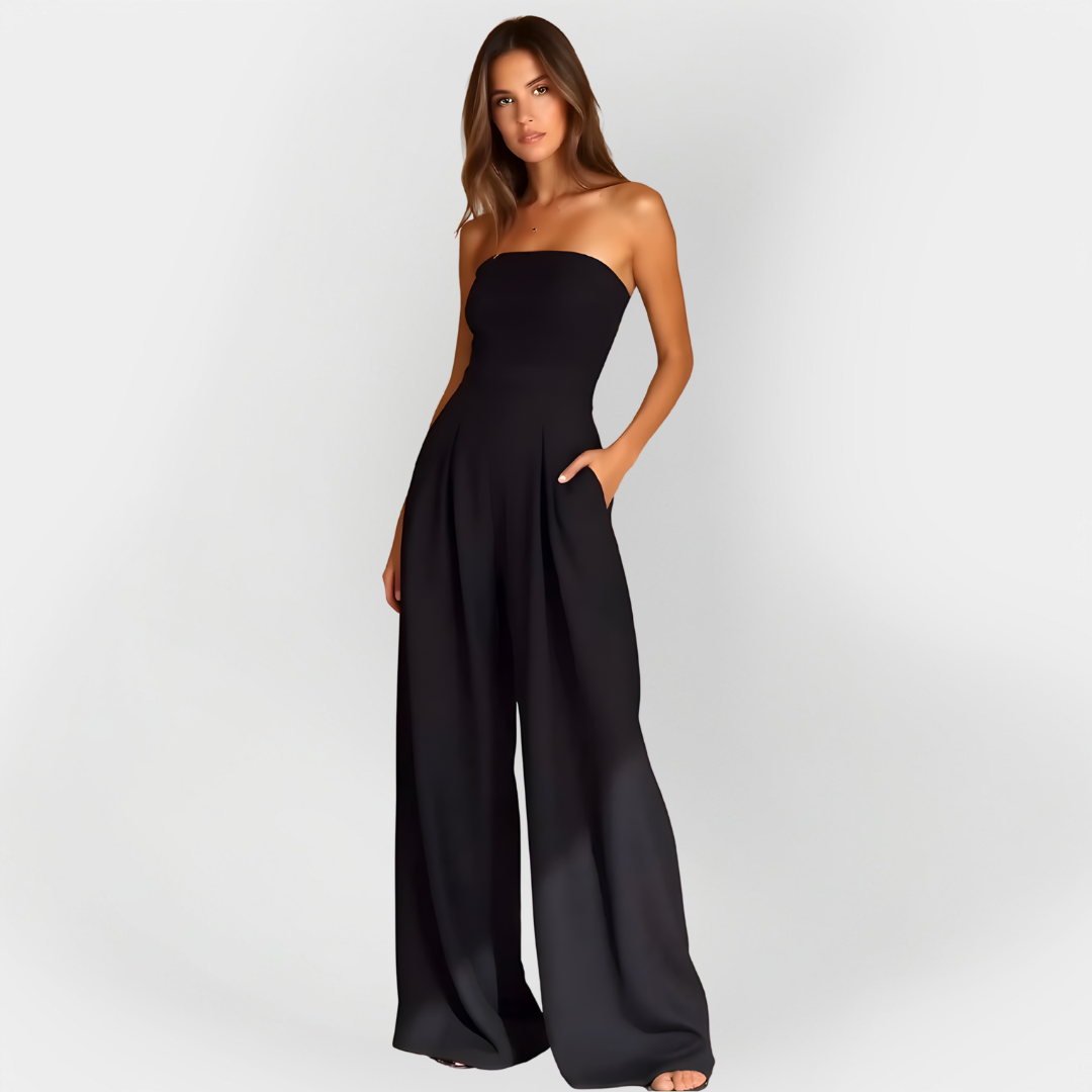 Schwarzer trägerloser Damen-Jumpsuit Nowak