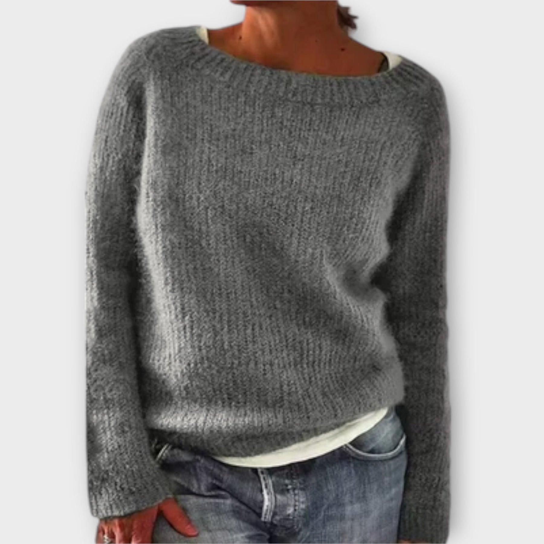 Einfarbiger Damen-Strickpullover Regine – Ansicht 6