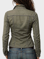 Gina – Figurbetontes grünes Damen-Funktionstop im Western-Stil mit Reißverschluss – Ansicht 8
