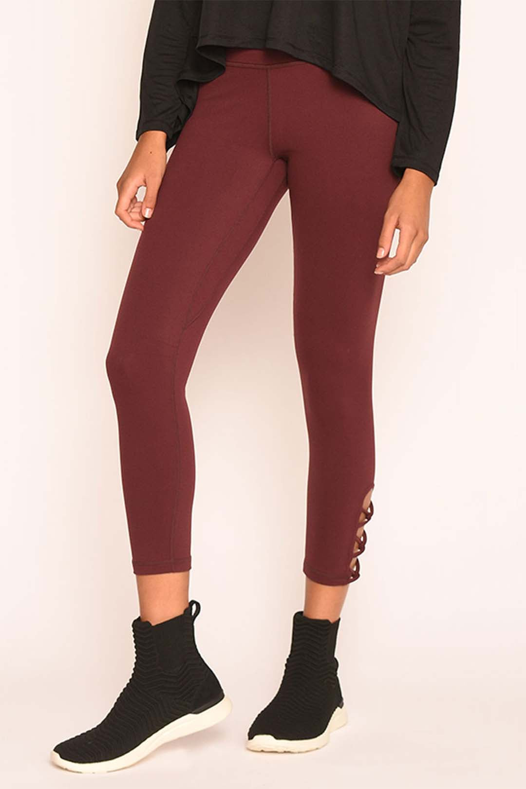 Damen-Capri-Leggings mit hohem Bund und gekreuzten Trägern