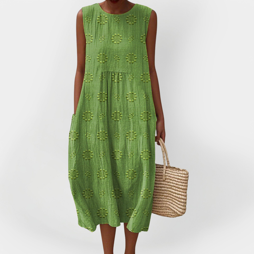 Elegantes ärmelloses Baumwollkleid mit Taschen