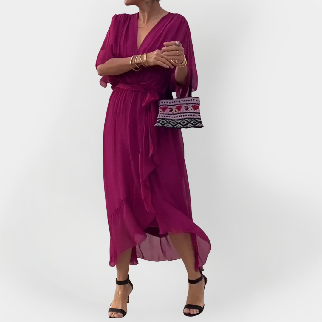 Monika – Luftiges Chiffonkleid für Damen mit V-Ausschnitt