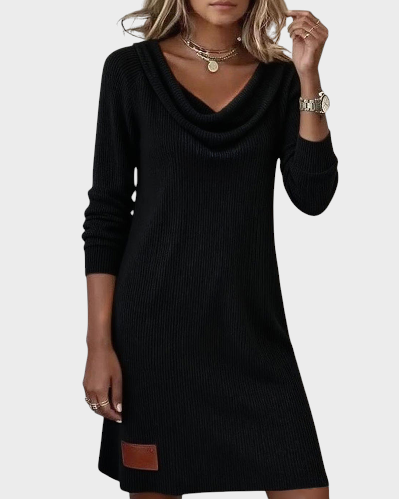 Celine – Lässiges Damenkleid mit langen Ärmeln und Stehkragen – Ansicht 5
