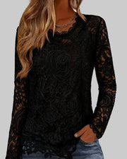 Damen-Basic-Langarmtop mit Spitze – Ansicht 6