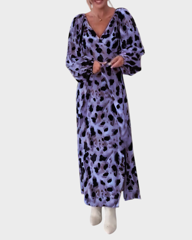 Avice – Damenkleid mit V-Ausschnitt und auffälligem Print – Ansicht 7