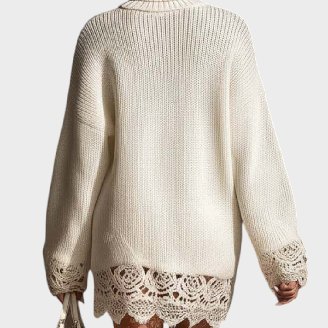 Sandy – Weißes Strickminikleid mit Paisley-Details – Ansicht 5