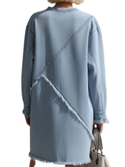 Annie – Hellblaues Mini-Jeanskleid mit Fransensaum
