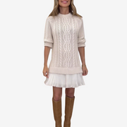 Isolde – Strickkleid für Damen mit Plisseesaum – Ansicht 2