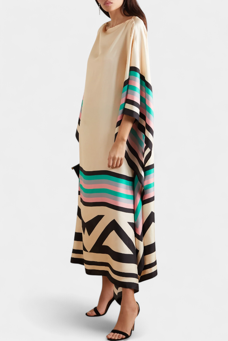 Eleonora – Damen-Kaftan mit geometrischem Muster – Ansicht 3