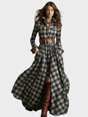 Skyler – Maxikleid mit Revers und Karomuster im Ethno-Stil – Ansicht 13