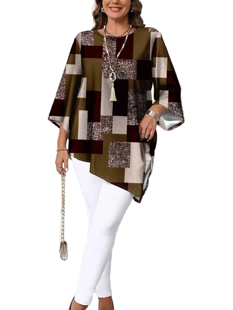 Nurit – Oversize-Bluse mit Karomuster und kurzen Ärmeln – Ansicht 4