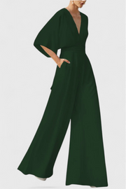 Eleganter Damen-Jumpsuit Isaura mit weitem Bein und V-Ausschnitt – Ansicht 6