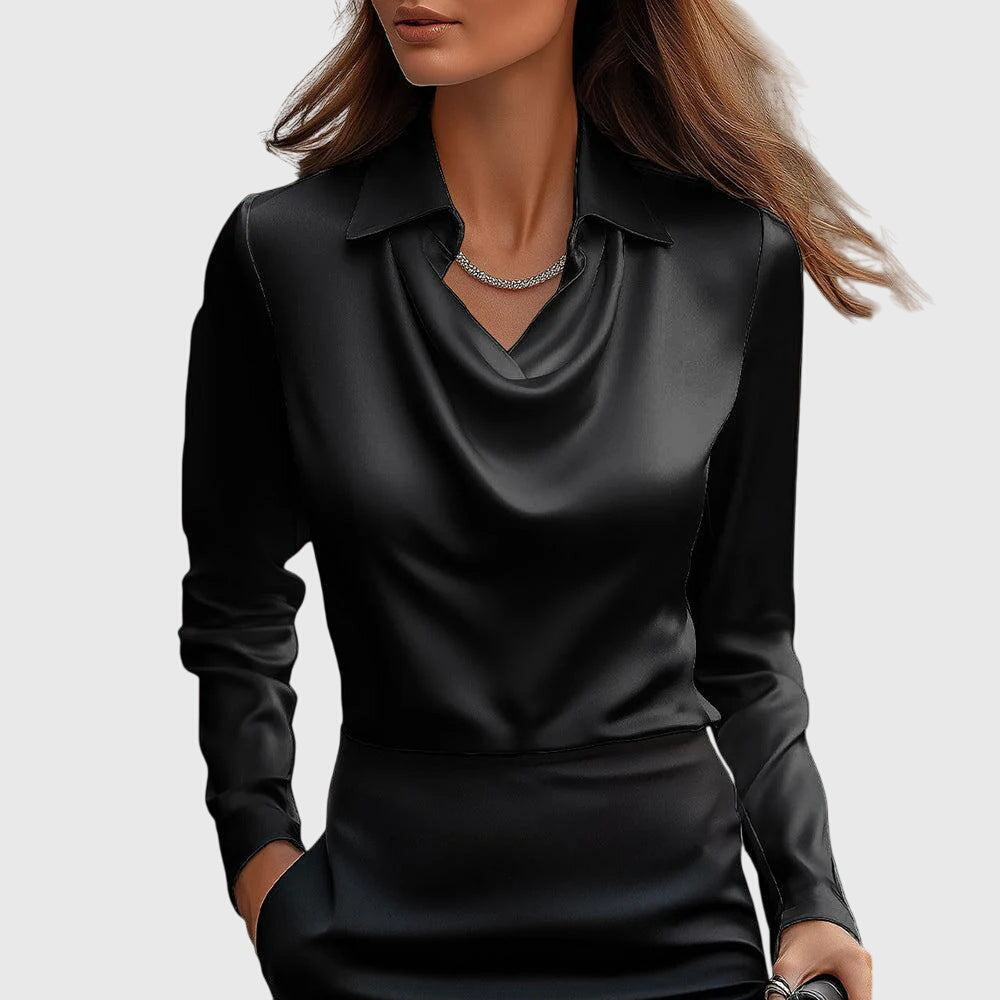 Damenbluse Sylvie mit Glitzer und Plissee-Kragen – Ansicht 4