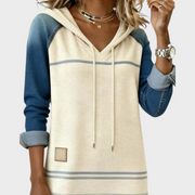 Nayeli – Gestreiftes Kleid mit Kapuze und Farbmix