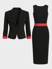 Vicky – Damen-Set aus Kontrastblazer und ärmellosem Midikleid – Ansicht 3