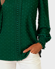 Lilibeth – Damenbluse mit Rundhalsausschnitt und Puffärmeln – Ansicht 8