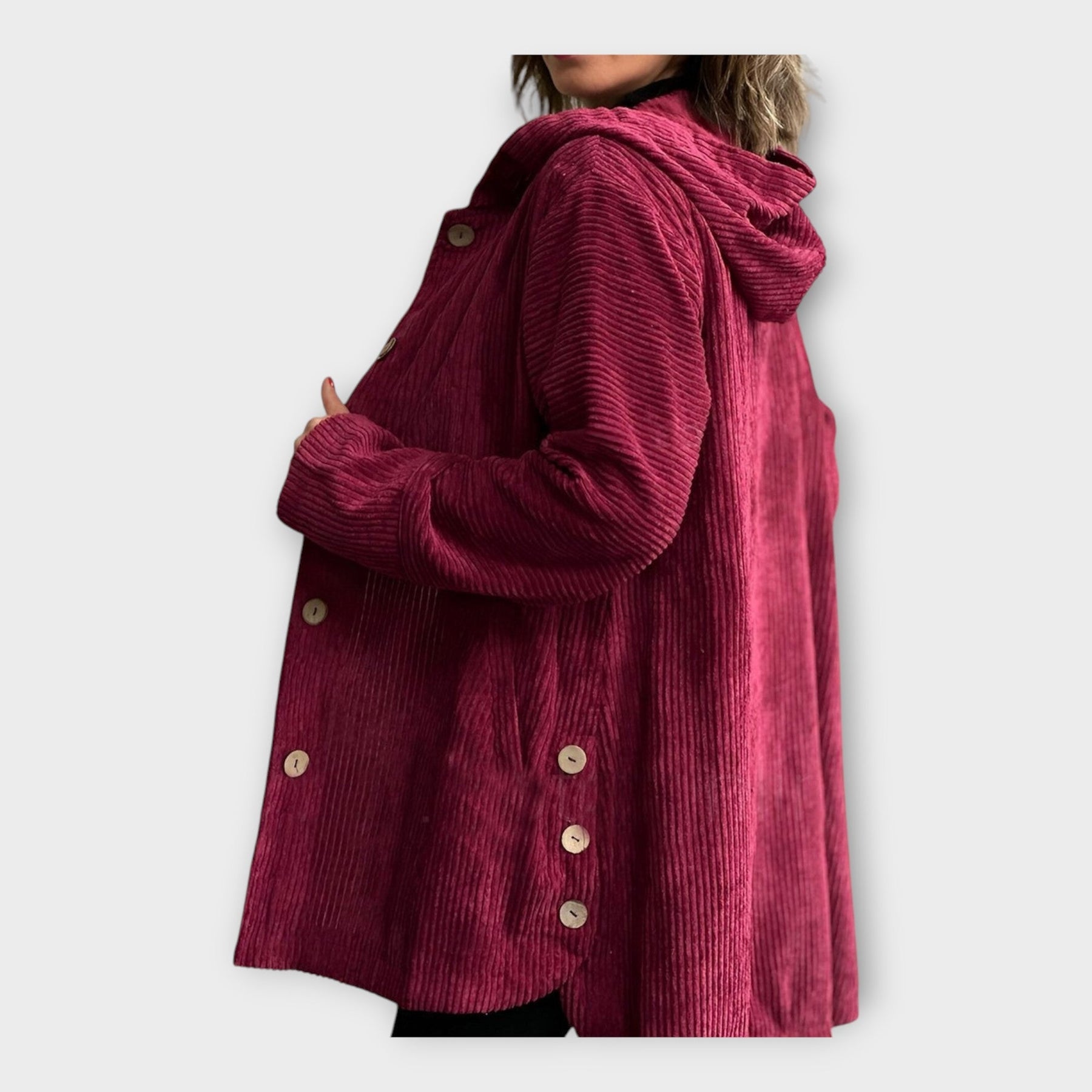 Cordia – Langer lässiger Damenmantel mit Kapuze – Ansicht 3