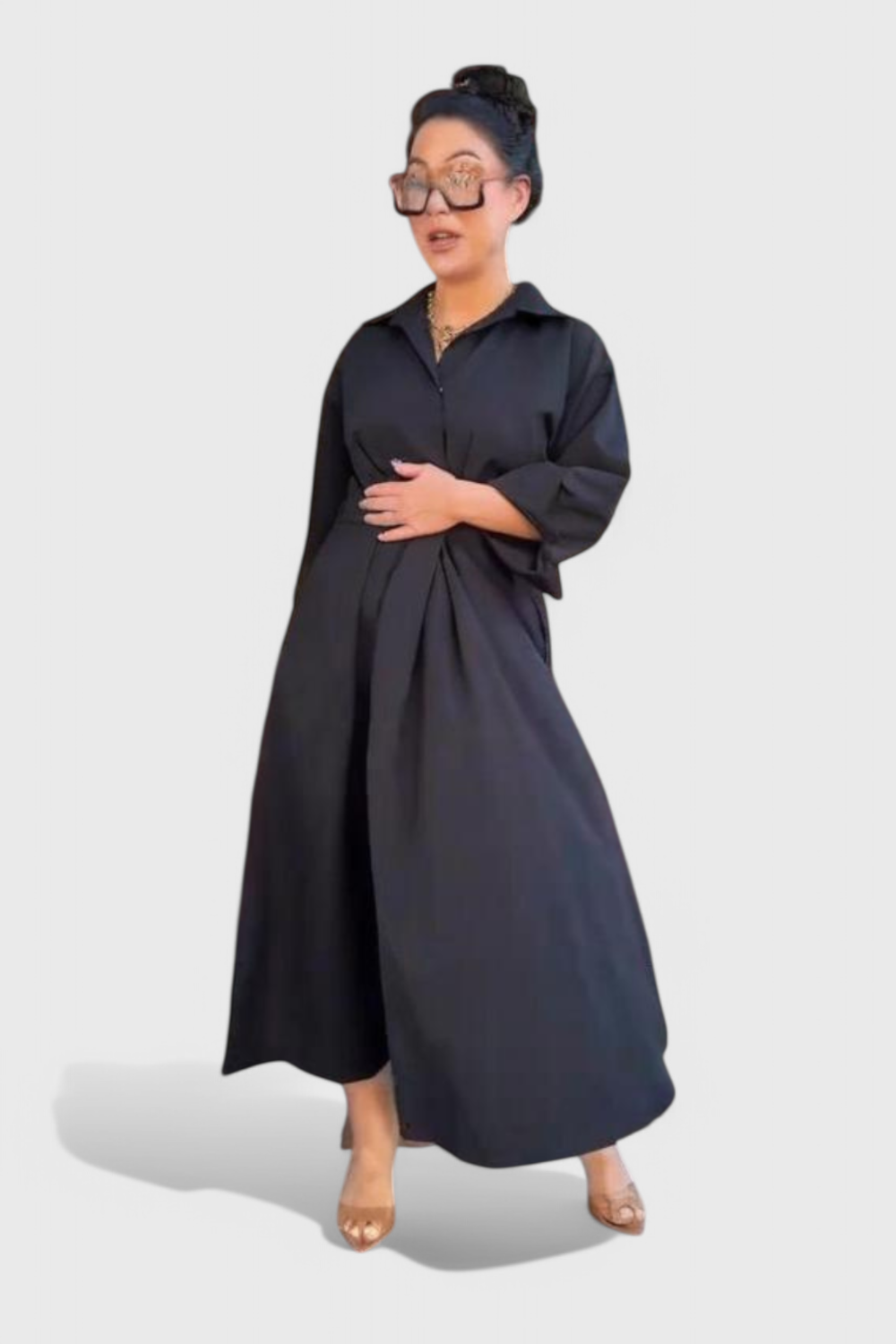 Celina – Langes Maxikleid für Damen mit Revers – Ansicht 3