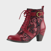 Florale Damen-Lederstiefeletten Timeless Grace mit Schnürung – Ansicht 10