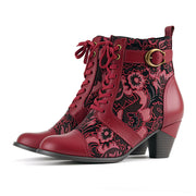 Florale Damen-Lederstiefeletten Timeless Grace mit Schnürung – Ansicht 9