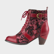 Florale Damen-Lederstiefeletten Timeless Grace mit Schnürung – Ansicht 11