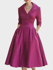 Bella – Satin-Midikleid mit drapiertem Kragen im Retro-Stil – Ansicht 14
