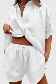 Anika – Zweiteiliges Damen-Set mit Knopfhemd und Shorts mit Kordelzug – Ansicht 3