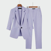 Schwarzer zweiteiliger Anzug für Damen mit Blazer und Hose – Ansicht 2