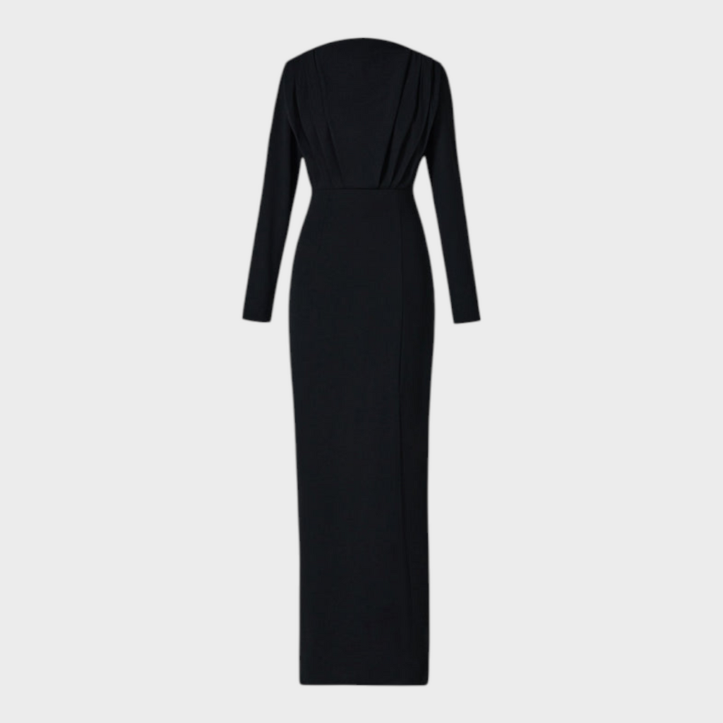 Franchezka | Unifarbenes, langärmeliges Kleid mit tiefem Schlitz
